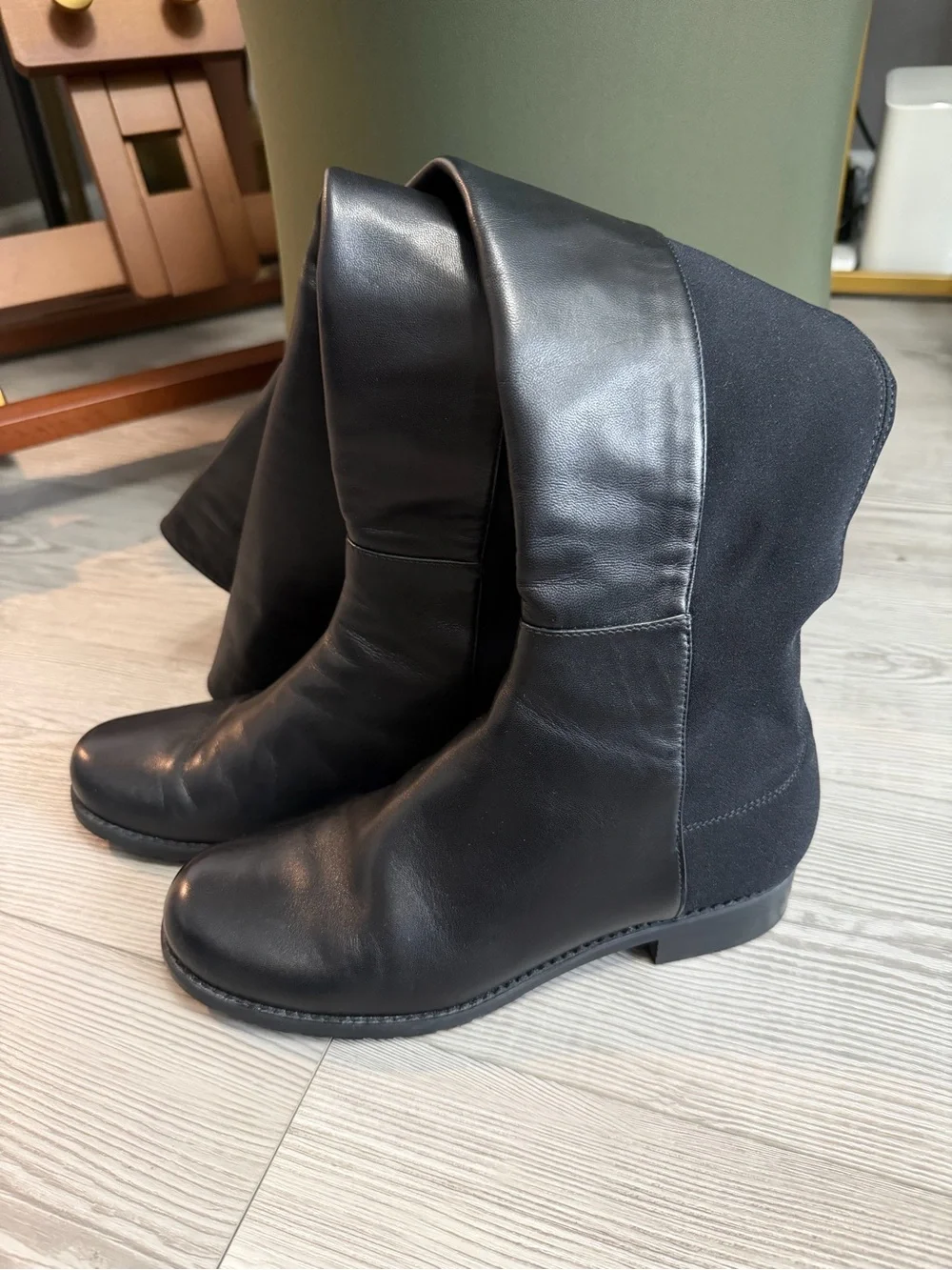 Stuart Weitzman Black Leather 5050 OVER-THE-KNEE BOOT